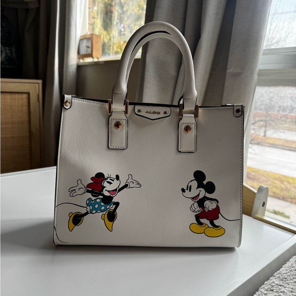 ALDO White Satchel with Mickey and Minnie Design - Picture 2 of 9